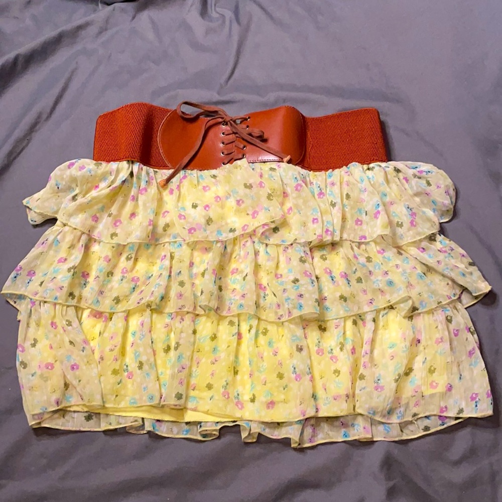 Floral Layered Ruffle Skirt